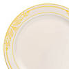 Kaya Collection 7.5" Ivory with Gold Harmony Rim Plastic Appetizer/Salad Plates (120 plates) Image 1