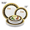Kaya Collection 7.5" White with Black and Gold Royal Rim Plastic Appetizer/Salad Plates (120 Plates) Image 3