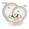 Kaya Collection 7.5" White with Blue and Gold Chord Rim Plastic Appetizer/Salad Plates (120 Plates) Image 3