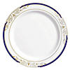 Kaya Collection 7.5" White with Blue and Gold Harmony Rim Plastic Appetizer/Salad Plates (120 Plates) Image 1
