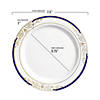 Kaya Collection 7.5" White with Blue and Gold Harmony Rim Plastic Appetizer/Salad Plates (120 Plates) Image 1