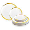 Kaya Collection 7.5" White with Gold Moonlight Round Disposable Plastic Appetizer/Salad Plates (120 Plates) Image 3