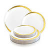 Kaya Collection 7.5" White with Gold Moonlight Round Disposable Plastic Appetizer/Salad Plates (120 Plates) Image 4