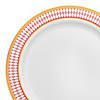 Kaya Collection 7.5" White with Red and Gold Chord Rim Plastic Appetizer/Salad Plates (120 Plates) Image 1