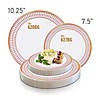 Kaya Collection 7.5" White with Red and Gold Chord Rim Plastic Appetizer/Salad Plates (120 Plates) Image 3