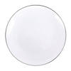 Kaya Collection 7.5" White with Silver Rim Organic Round Disposable Plastic Appetizer/Salad Plates (120 Plates) Image 1