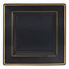 Kaya Collection 9.5" Black with Gold Square Edge Rim Plastic Dinner Plates (120 Plates) Image 1