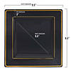 Kaya Collection 9.5" Black with Gold Square Edge Rim Plastic Dinner Plates (120 Plates) Image 2
