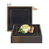 Kaya Collection 9.5" Black with Gold Square Edge Rim Plastic Dinner Plates (120 Plates) Image 3