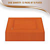 Kaya Collection 9.5" Burnt Orange Square Plastic Dinner Plates (120 Plates) Image 4