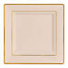Kaya Collection 9.5" Ivory with Gold Square Edge Rim Plastic Dinner Plates (120 Plates) Image 1