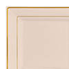 Kaya Collection 9.5" Ivory with Gold Square Edge Rim Plastic Dinner Plates (120 Plates) Image 1