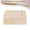 Kaya Collection 9.5" Ivory with Gold Square Edge Rim Plastic Dinner Plates (120 Plates) Image 4