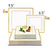Kaya Collection 9.5" White with Gold Square Edge Rim Plastic Dinner Plates (120 Plates) Image 3