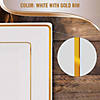 Kaya Collection 9.5" White with Gold Square Edge Rim Plastic Dinner Plates (120 Plates) Image 4