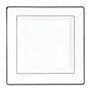 Kaya Collection 9.5" White with Silver Square Edge Rim Plastic Dinner Plates (120 Plates) Image 1