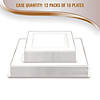 Kaya Collection 9.5" White with Silver Square Edge Rim Plastic Dinner Plates (120 Plates) Image 4