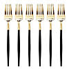 Kaya Collection Gold with Black Handle Moderno Disposable Plastic Dinner Forks (240 Forks) Image 1