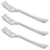 Kaya Collection Shiny Metallic Groove Silver Plastic Forks (600 Forks) Image 1