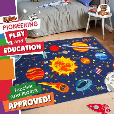 KC Cubs: Educational Rug: Solar System Map, 3x5' Playmat, Interactive Play Image 1