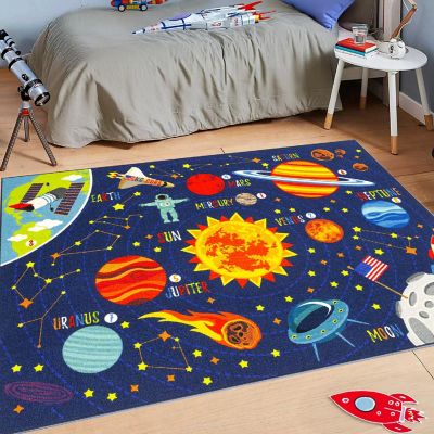 KC Cubs: Educational Rug: Solar System Map, 5x7' Playmat Image 2