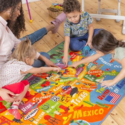 KC Cubs: Educational Rug: USA Map, 3x5' Playmat, Interactive Geography Play Image 2