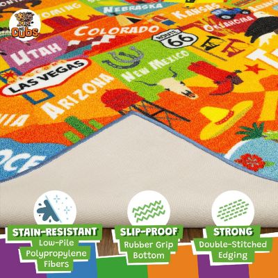 KC Cubs: Educational Rug: USA Map, 3x5' Playmat, Interactive Geography Play Image 3