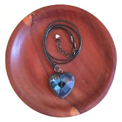 Khutsala&#8482; Artisans Blue Soldered Crystal on Leather Necklace-Heart - 1 Piece Image 1