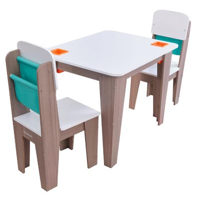 KidKraft Pocket Storage Table and 2 Chair Set, Gray Ash Image 1
