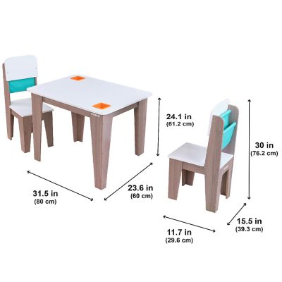 KidKraft Pocket Storage Table and 2 Chair Set, Gray Ash Image 3