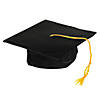 Kids&#8217; Black Shiny Elementary School Graduation Cap with Tassel Image 2