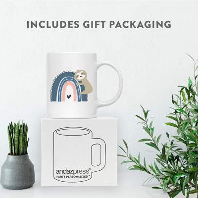 Kids Chocolate Mug, Blue Rainbow Sloth Image 2