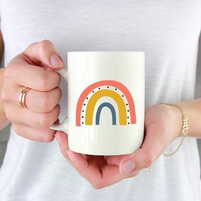 Kids Hot Chocolate Mug, Coral Rainbow Image 1
