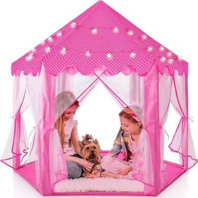 Kids Large Playhouse Tent - Kids Play Tent Princess Castle Pink - Play Tent House For Girls With Star Lights And Carry Bag - Princess Castle Playhouse Tent Image 1