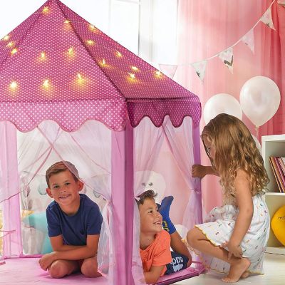 Kids Large Playhouse Tent - Kids Play Tent Princess Castle Pink - Play Tent House For Girls With Star Lights And Carry Bag - Princess Castle Playhouse Tent Image 2