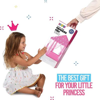Kids Large Playhouse Tent - Kids Play Tent Princess Castle Pink - Play Tent House For Girls With Star Lights And Carry Bag - Princess Castle Playhouse Tent Image 3