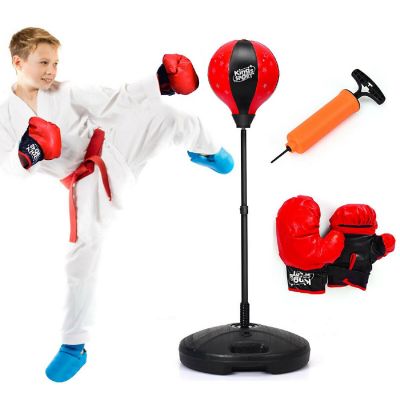 Kids Punching Bag Toy Set Adjustable Stand Boxing Glove Speed Ball w/ Pump New Image 1