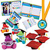 Kids&#8217; Red Elementary School Graduation Mortarboard Hats with Awards Kit for 12 Image 1