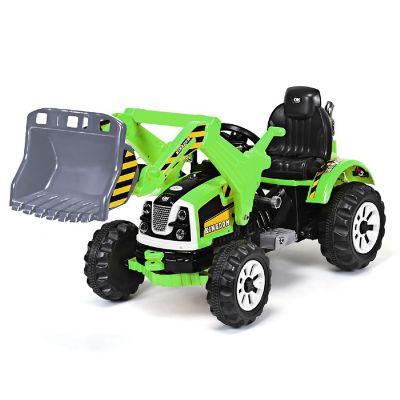 Kids Ride On Excavator Truck 12V Battery Powered w/Front Loader Digger Green Image 1