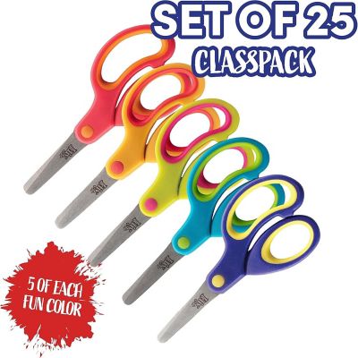 Kids Scissors Class Value pack Value (25pc) - 5" Soft Grip Blunt Tip Safety Easy Cut Scissors Image 1