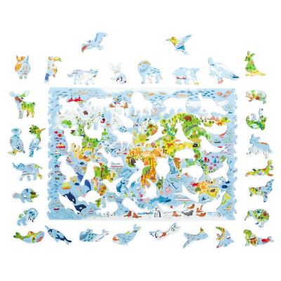 Kids World Map 100 Piece Wooden Jigsaw Puzzle Image 1