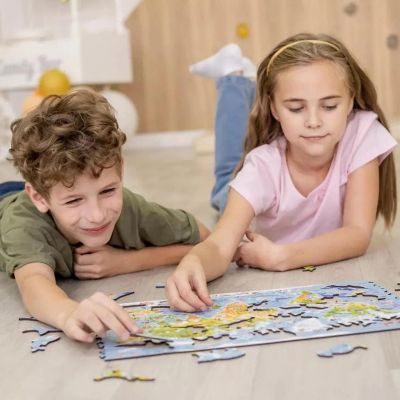 Kids World Map 100 Piece Wooden - Kids World Map 100 Piece Wooden Jigsaw Puzzle~14492136 A02$NOWA$