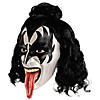 KISS Deluxe The Demon Overhead Plastic Mask with Wig - One Size Image 1