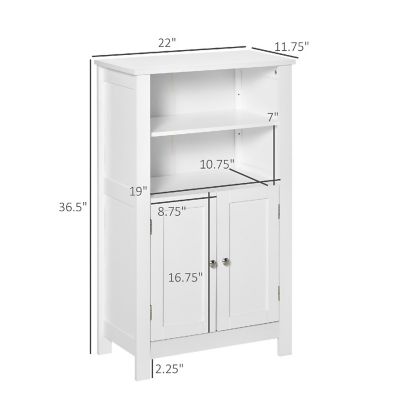 kleankin Bathroom Floor Storage Cabinet Freestanding Linen Cabinet with ...
