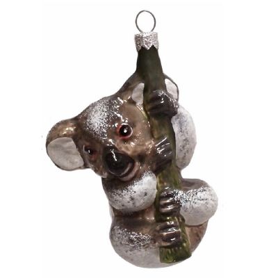 Koala Bear Hanging on Branch Polish Blown Glass Christmas Ornament Decoration Image 1