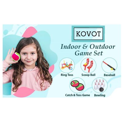 KOVOT 5 Combo Fun Sports Indoor and Outdoor Game Set, Catch and Toss Game Image 2