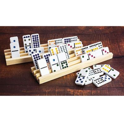 Kovot Dominoes & Racks Set Double-Twelve Includes (91) Tile Dominoes (4) Wooden Domino Racks Image 1