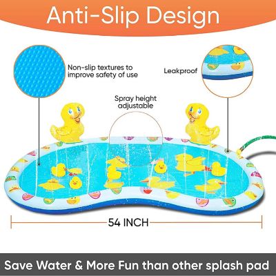 KOVOT Inflatable Duck Baby Splash Pool Mat Sprinkler with 4 Rubber Duckies That Squeak 54 inch Image 3