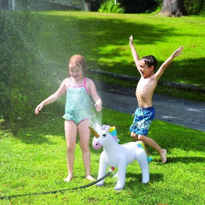 KOVOT Inflatable Unicorn Sprinkler &#8211; Fun Outdoor Water Toy for Kids Attaches to Garden Hose, 33 inch High Image 2