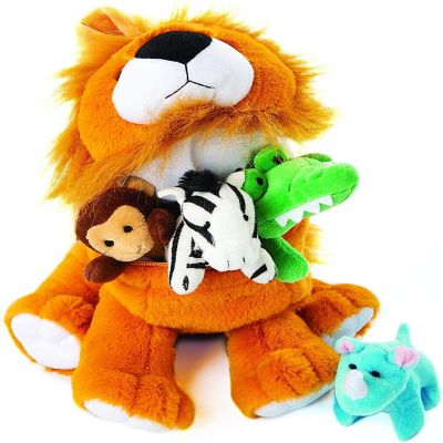 KOVOT Plush Large Lion Carrier with 4 Mini Plush Animal Sound Toys Image 1